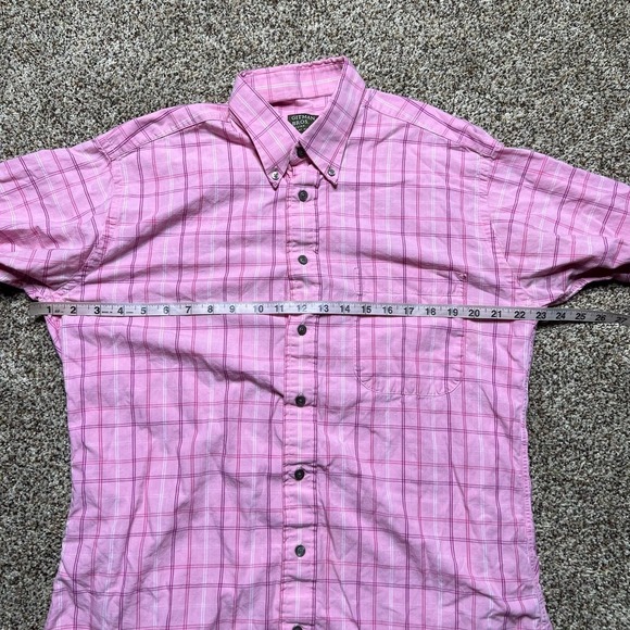 Gitman Bros Mens Pink Plaid Button Down Polo Short Sleeve Collared Medium - Picture 4 of 9